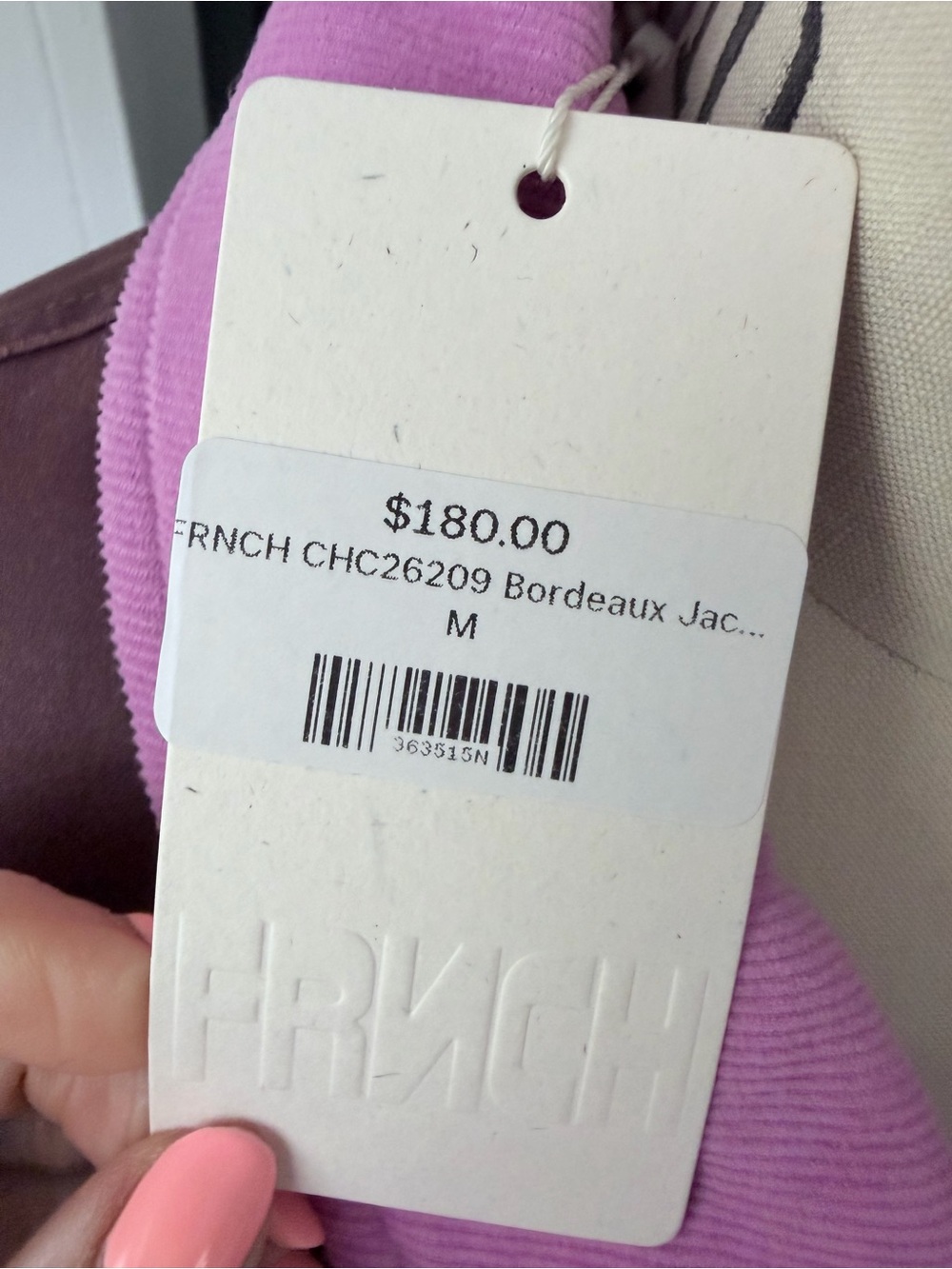 NWT FRNCH Paris Tigressa Cotton Canvas Utility Jacket Bordeaux Burgundy Pink M - Picture 12 of 14